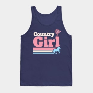 Retro Country Girl Colorful Rural Girls Tank Top